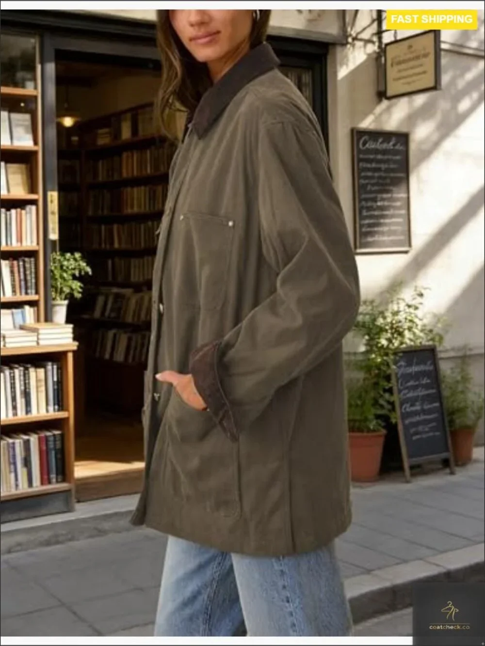 Oversized Utility Barn Jacket Cotton Corduroy Collar Vintage Workwear Pockets